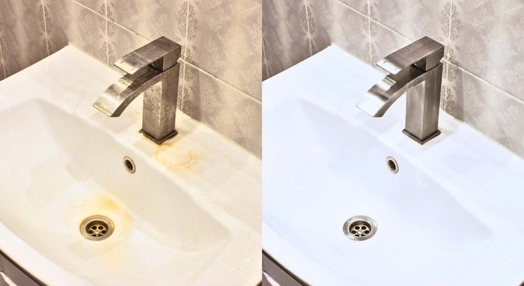 Auf Wiedersehen, gelbe Flecken auf dem Waschbecken: Technik zum Entfernen von hartnäckigen Kalkablagerungen und zur Wiederherstellung der weißen Farbe ohne Beschädigung der Armaturen